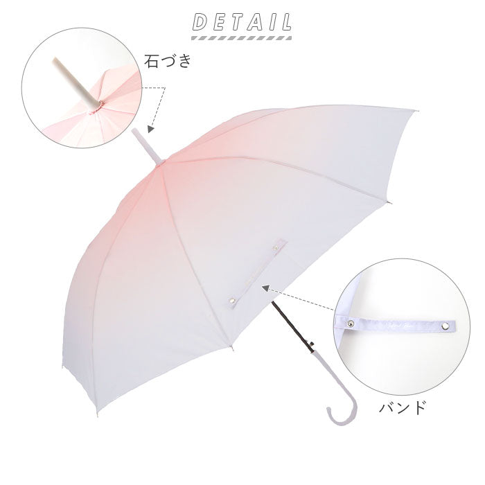 【カラフルメローBLUE・傘】 雨傘 レディース 長傘 おしゃれ 通販 傘 かさ ジャンプ ワンタッチ ジャンプ傘 58cm グラスファイバー骨 Natural basic ナチュラルベーシック おしゃれ デザイン 柄 大人 かわいい