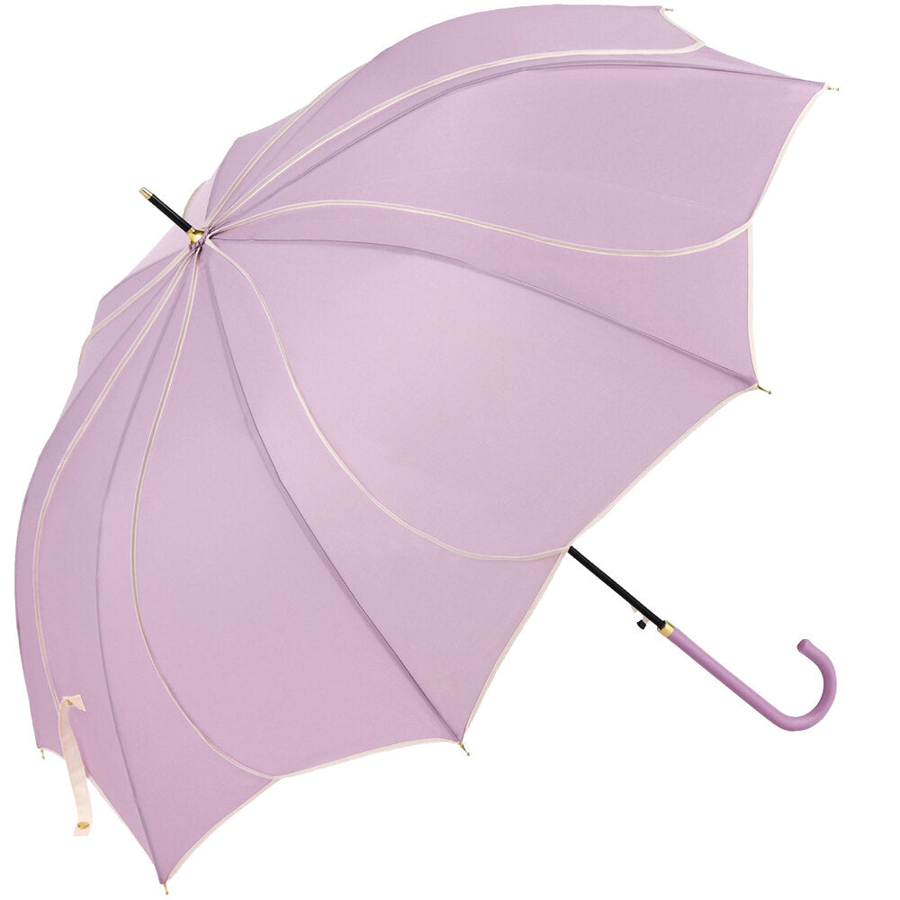 【パープル・傘】 Natural Basic ナチュラルベーシック 傘 通販 60cm レディース 長傘 雨傘 晴雨兼用傘 花びら傘 ワンタッチ傘 ジャンプ傘 かさ カサ フレラ グラスファイバー骨 おしゃれ かわいい