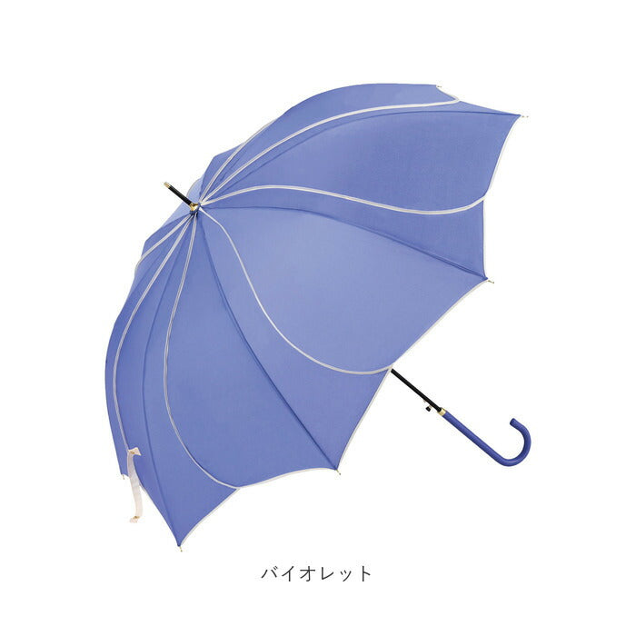 【パープル・傘】 Natural Basic ナチュラルベーシック 傘 通販 60cm レディース 長傘 雨傘 晴雨兼用傘 花びら傘 ワンタッチ傘 ジャンプ傘 かさ カサ フレラ グラスファイバー骨 おしゃれ かわいい
