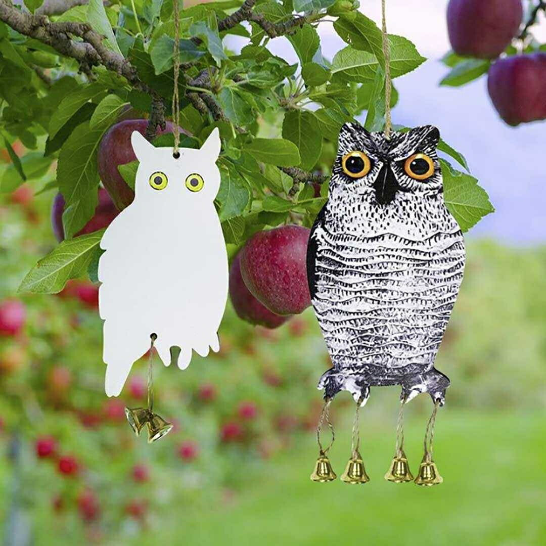 鳥よけ フクロウ型 リアルとホワイト2個セット 梟 鳥よけ 猛禽類 吊り下げ ベランダ 玄関 ハト避け 予防 畑 バード  防鳥 反射板 カラス対策 防虫 からすよけ 家庭菜園 農業用品 資材 ベランダ 田畑 鳥害対策 送料無料 ハト