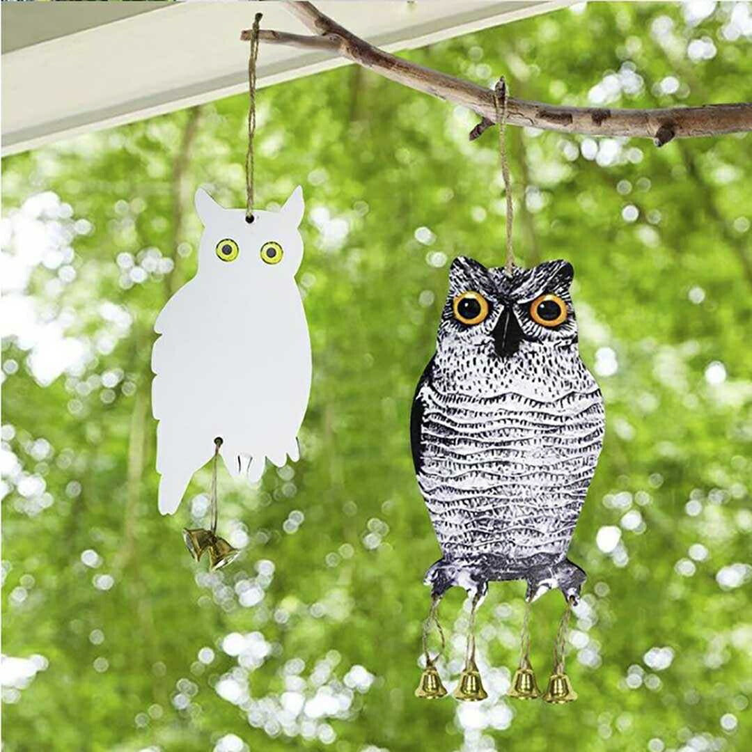 鳥よけ フクロウ型 リアルとホワイト2個セット 梟 鳥よけ 猛禽類 吊り下げ ベランダ 玄関 ハト避け 予防 畑 バード  防鳥 反射板 カラス対策 防虫 からすよけ 家庭菜園 農業用品 資材 ベランダ 田畑 鳥害対策 送料無料 ハト