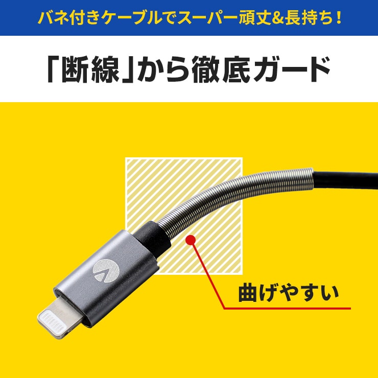 INOVA スプリングケーブル USB Type-C to Lightning ケーブル ライトニングケーブル(3R-NCR04)