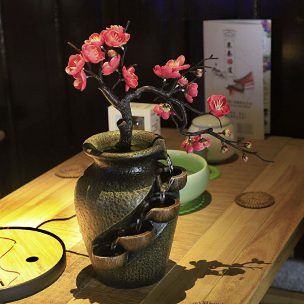 加湿器 梅 花 花瓶 噴水 華 卓上噴水 滝 風水 風景 ホームデコレーション リビング ルームデコレーション デスクトップ噴水 開運インテリア 置き物 置物 流水 開運グッズ 風水インテリア 開運祈願 金運祈願 商売繁盛