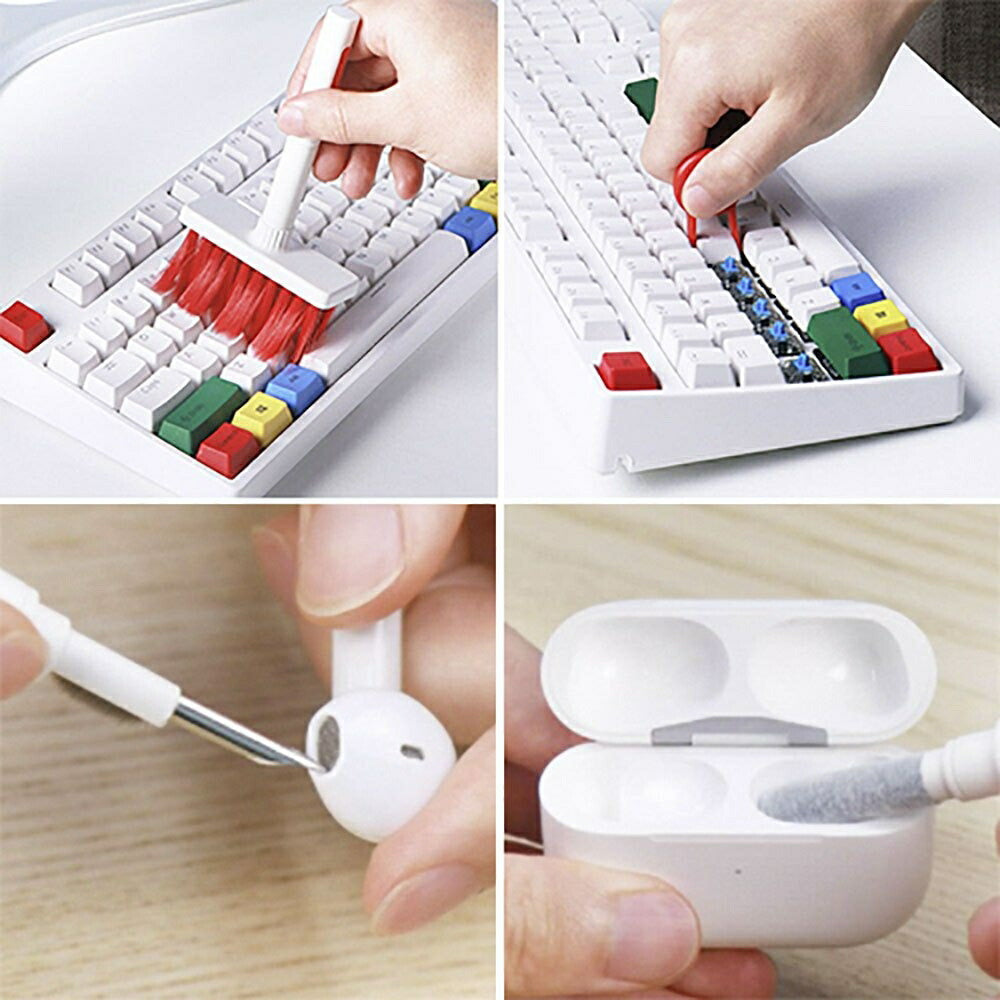 ブラシ キーボード 小物用 3機能 分解可能 クリーナー Keyboard Brush PC パソコン キーボード用 生活雑貨 クリーニング用 コンパクト 収納 ブラッシング ほこり取り 毛取り 掃除 クリーン 抜け毛 毛玉 お手入れ ゴミ取り 便利