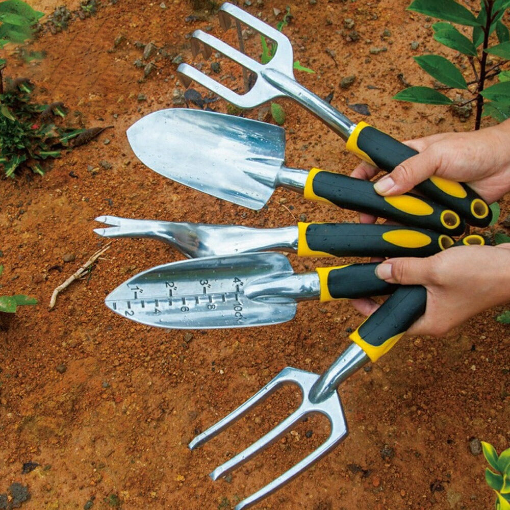 ガーデニング 道具セット 5点 イエロー ハンドスコップ ハンドシャベル 移植スコップ 草ぬき 熊手 土工 農具 根起こし 園芸用 スコップ 園芸 ガーデニングツール ガーデニングセット ガーデニング用品 ガーデン シャベル おしゃれ オシャレ 初心者セット 園芸作業 道具 庭