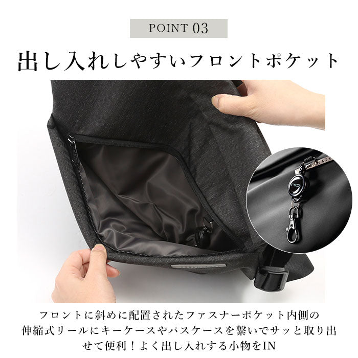 【インディゴ・ボディバッグ】 ボディバッグ メンズ ブランド 通販 NIID ニード X URBANATURE R1 横型 カジュアル かっこいい ショルダーバッグ スリングバッグ 斜めがけ 大容量 多機能 収納力 撥水 はっ水