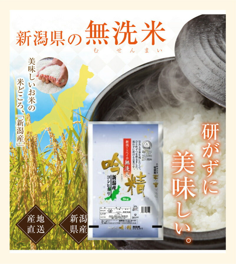 【送料込み】令和５年産 新潟県産 コシヒカリ5kg 無洗米新潟ケンベイ 吟精無洗米