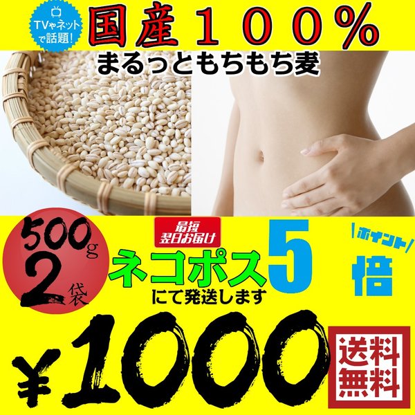 まるっともち もち麦 (大麦) 国産 1kg (500g×2袋)