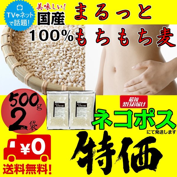 まるっともち もち麦 大麦 国産 1kg 500g×2袋