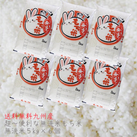 もち米 餅米 無洗米 九州産　もち米30kg（5kg6個セット） 5kg 送料無料