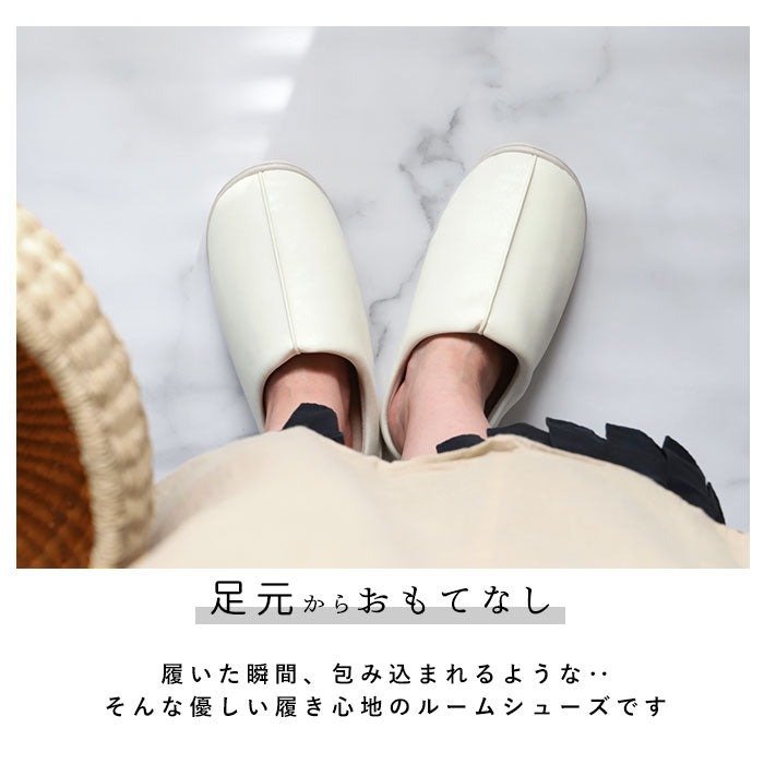 【モスグリーン・M(23cm～24.5cm)】 ルームシューズ レディース 通販 M L スリッパ 外履き スリッポン 中敷 取り外し可能 手洗い 清潔 23 23.5 24 24.5  合成皮革 合皮 NOUVLLE ヌーベル LIV HEART りぶはあと MOSS GREEN