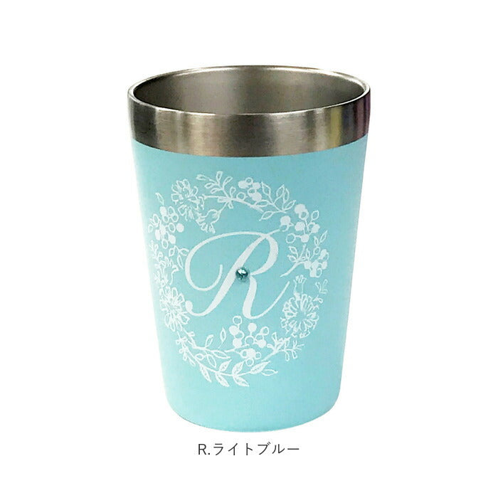 【N.イエロー・タンブラー】 タンブラー 保温 保冷 通販 おしゃれ ステンレス コンビニ かわいい 350ml イニシャル アルファベット ステンレスタンブラー サーモタンブラー コンビニコーヒー コンビニカップ ホルダー
