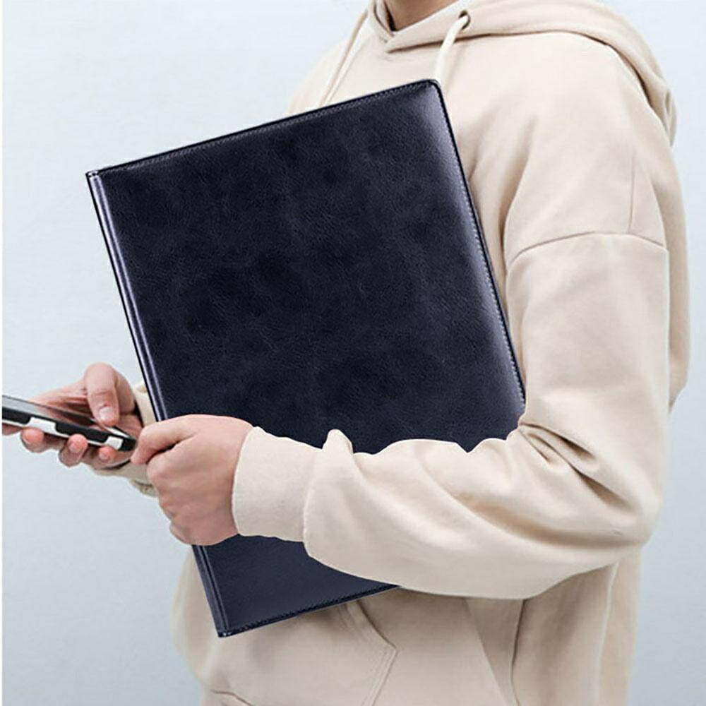 バインダー ブラック 手帳型 A4 クリップボード 事務用品 革 レザー 高級感 クリップ ファイル ボード 二つ折り 多機能 ペンホルダー ポケット付き ギフト 贈り物 新生活 一人暮らし 上質 プレゼント 名刺入れ 黒 かっこいい