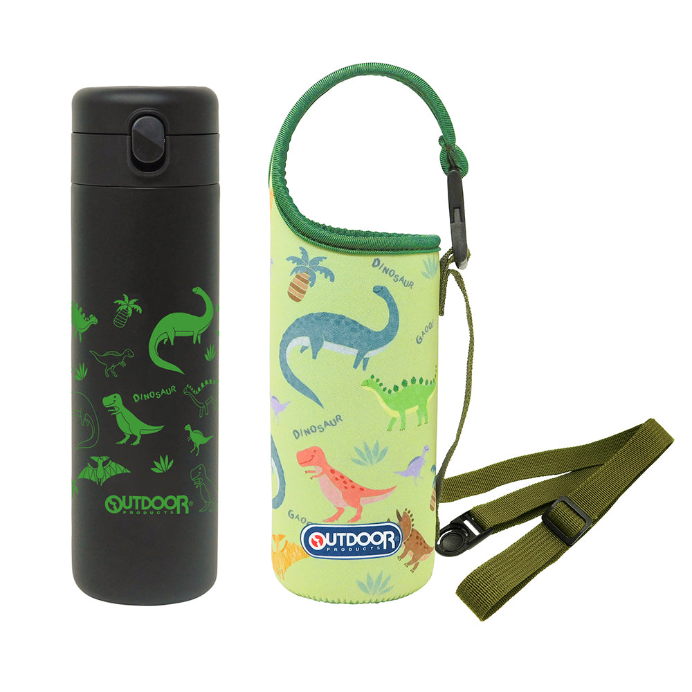 【恐竜】 水筒 キッズ ステンレス カバ―付き 通販 ワンタッチ アウトドアプロダクツ OUTDOOR PRODUCTS 直飲み 保冷 軽量 軽い ステンレスボトル 480ml マイボトル 小学生 通学 子ども 子供 こども