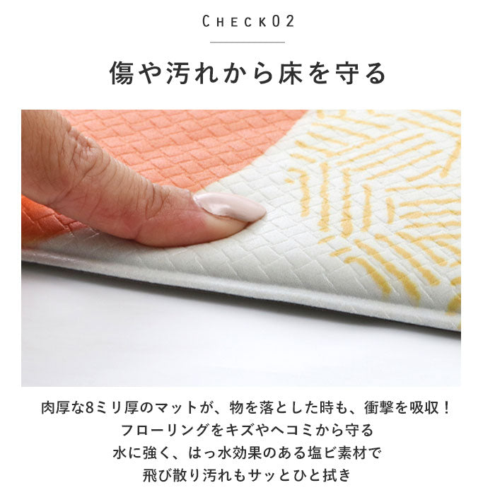 【ポンポンブルー】 キッチンマット 拭ける 180 通販 北欧 風 おしゃれ 180cm 180センチ 台所マット 約 45×180 pvc マット 撥水 掃除 お手入れ簡単 クッションマット 台所用品 ロング 拭くだけ 掃除 簡単