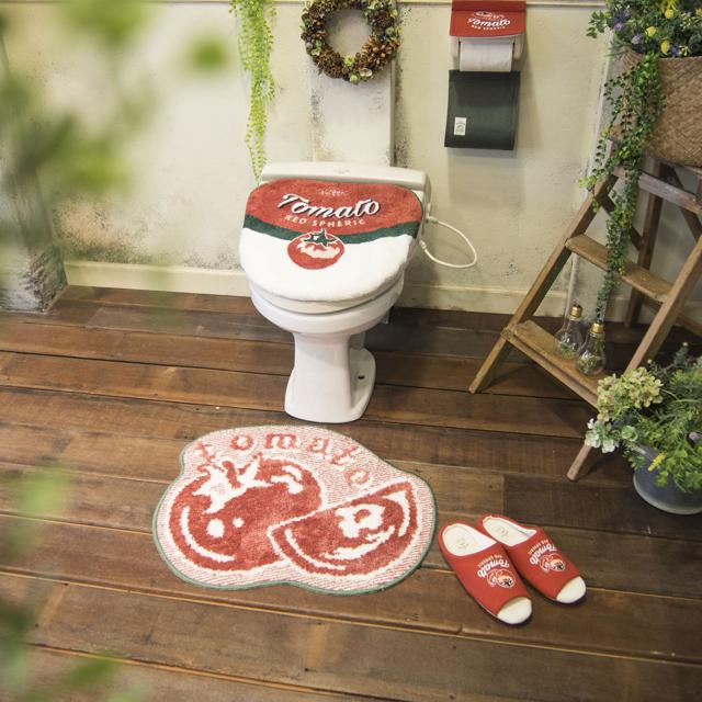 【TOMATO・Ｕ型Ｏ型用】 トイレ2点セット ＆Green アンドグリーン  通販 トイレカバー 2点セット 二点セット フタカバー 蓋カバー トイレマット おしゃれ かわいい 普通便座 O型 U型 洗浄暖房便座 トイレ マット