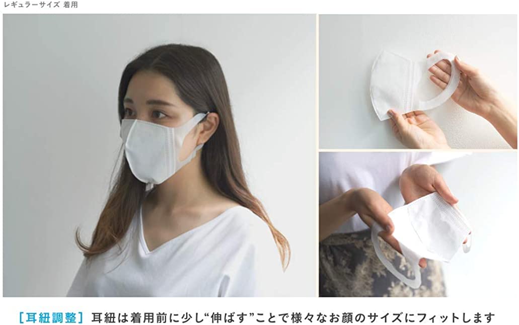 ストックエアマスク 日本製 立体型 不織布 マスク 水素 水素発生成分配合 花粉症 使い捨て 飛沫防止 花粉対策 ウイルス対策 通気性 肌荒れ 耳が痛くなりにくい 呼吸しやすい 60枚入り×2箱(レギュラー)