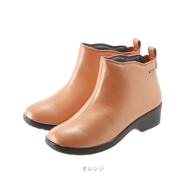 【オレンジ・23.5cm】 レインブーツ レディース ショート 通販 軽量 ヒール おしゃれ シンプル レインシューズ 長靴 ショート丈 雨靴 防水 ショートブーツ 黒 ブラック 滑り止め 滑りにくい 歩きやすい