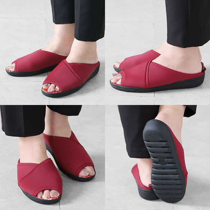 【ネイビー・L(24～24.5cm)】 サンダル レディース つっかけ 通販 パンジー おしゃれ 歩きやすい 室内履き ルームシューズ オフィスサンダル 外履き スリッパ S M L サイズ ブラック 黒 ネイビー ワイン pansy 6665