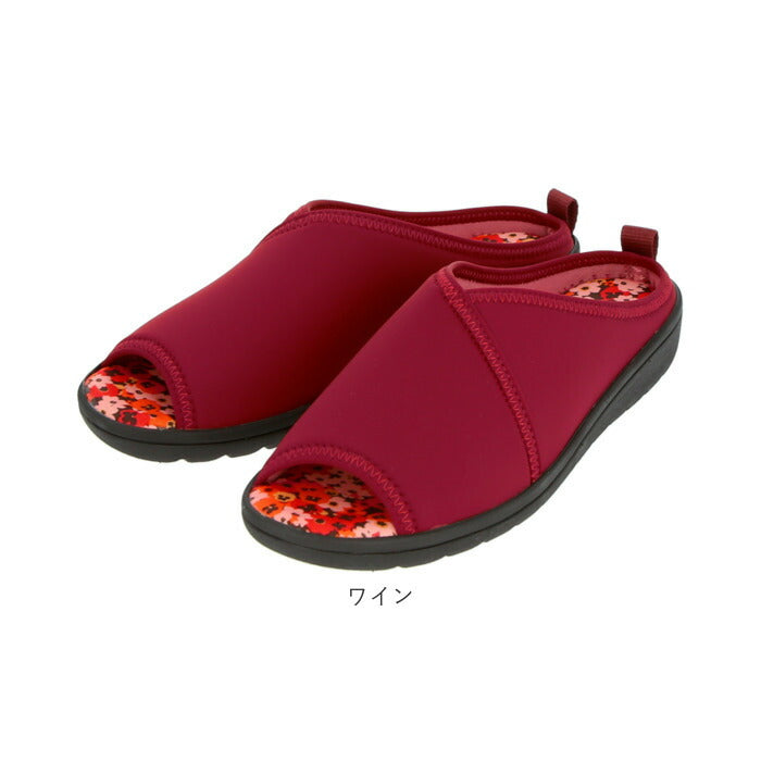 【ネイビー・M(23～23.5cm）】 サンダル レディース つっかけ 通販 パンジー おしゃれ 歩きやすい 室内履き ルームシューズ オフィスサンダル 外履き スリッパ S M L サイズ ブラック 黒 ネイビー ワイン pansy 6665