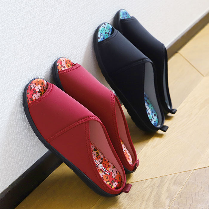 【ネイビー・M(23～23.5cm）】 サンダル レディース つっかけ 通販 パンジー おしゃれ 歩きやすい 室内履き ルームシューズ オフィスサンダル 外履き スリッパ S M L サイズ ブラック 黒 ネイビー ワイン pansy 6665