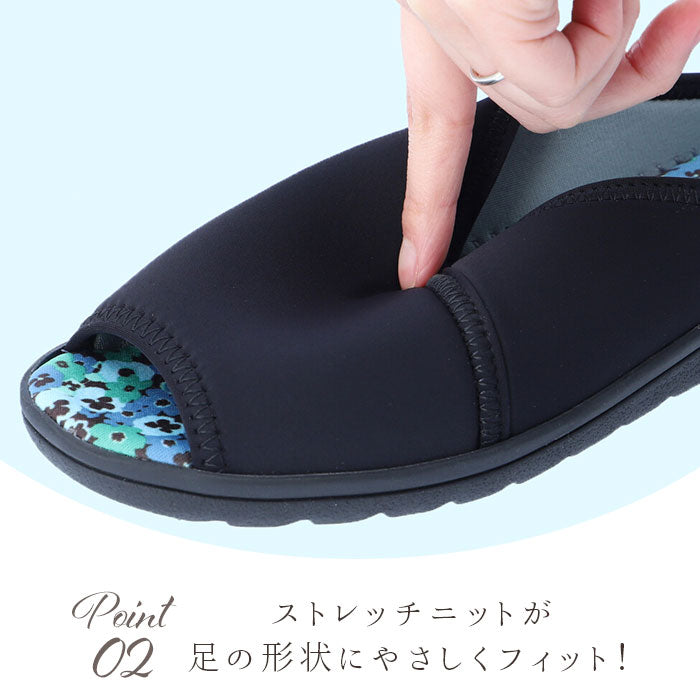 【ネイビー・M(23～23.5cm）】 サンダル レディース つっかけ 通販 パンジー おしゃれ 歩きやすい 室内履き ルームシューズ オフィスサンダル 外履き スリッパ S M L サイズ ブラック 黒 ネイビー ワイン pansy 6665