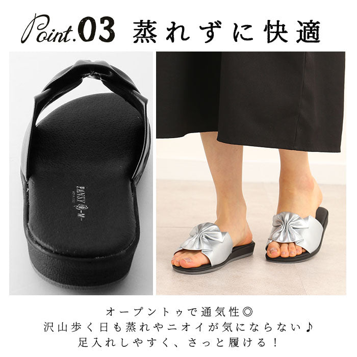 【ブラック・Sサイズ】 サンダル レディース 履きやすい 通販 おしゃれ かわいい パンジー pansy 軽い 軽量 歩きやすい 疲れにくい シンプル カジュアル つっかけ オフィス 職場 事務所 ローヒール フラット