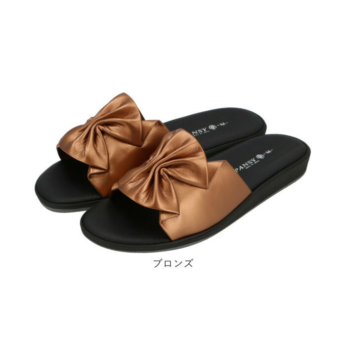 【ブラック・Lサイズ】 サンダル レディース 履きやすい 通販 おしゃれ かわいい パンジー pansy 軽い 軽量 歩きやすい 疲れにくい シンプル カジュアル つっかけ オフィス 職場 事務所 ローヒール フラット