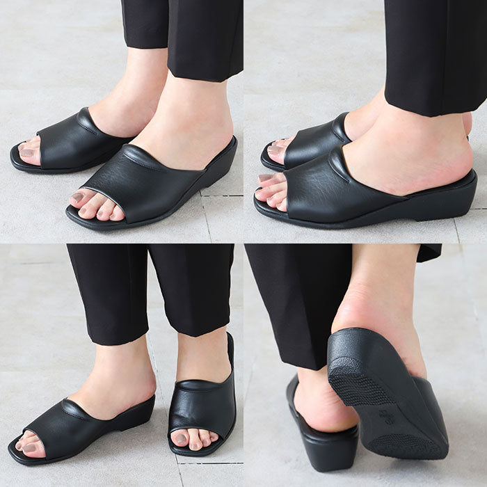 【ブラック・M(23-23.5cm)】 パンジー サンダル 通販 Pansy カジュアル ストレッチ レディース 軽量 軽い ソフト 柔らか 履きやすい 歩きやすい アーチクッション おしゃれ シンプル つっかけ ギフト 贈り物 母の日