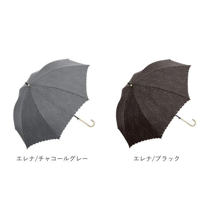 【910015フラワーBLK】 100% 完全遮光 日傘 長傘 通販 レディース 大きめ 58cm おしゃれ UVカット 紫外線対策 遮光率 紫外線遮蔽率 晴雨兼用 UPF 50+ ブラックコーティング 遮熱 熱中症対策 通勤 通学 傘