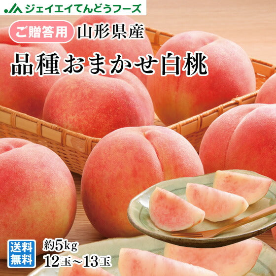 贈答用 秀品 山形県産　白桃 品種おまかせ 約5kg 12〜13玉ギフト 送料無料※一部地域は別途送料 即日出荷