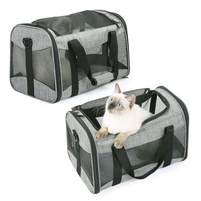 【グレー・ペットバッグ】 ペット キャリー バッグ 猫 通販 猫キャリーバック ねこ 手提げ 肩掛け ドライブ用 小型犬 犬用 猫用 ボストンキャリー 折りたたみ コンパクト お出かけ キャット 2way グッズ ペット用品