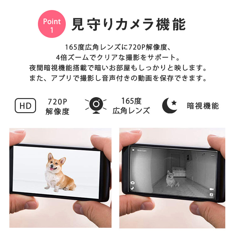 Black トリートディスペンサーカメラ ドッグカメラ petcamera-001