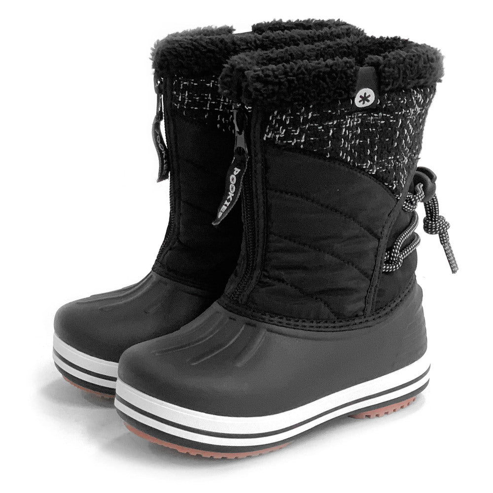 【ブラックヘザー・22-23cm】 プーキーズ スノーブーツ POOKIES PK-WP700S 通販 キッズ ジュニア スノーシューズ レインブーツ ブランド おしゃれ 子供 子ども 男の子 女の子 ウィンターブーツ 長靴 防寒靴 ブーツ
