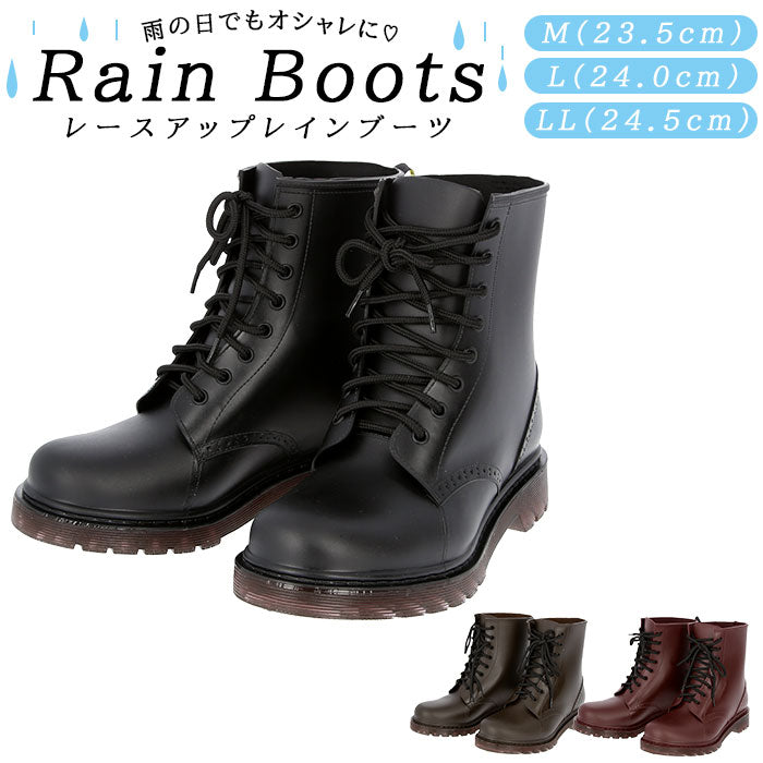 【ブラック・LLサイズ】 レインブーツ レディース 通販 おしゃれ ショート 絞り 雪 雨 大人 可愛い ワークブーツ 長靴 レインシューズ 紐靴 靴 防水 花柄 ブラック M L LL サイズ カジュアル PL-6301