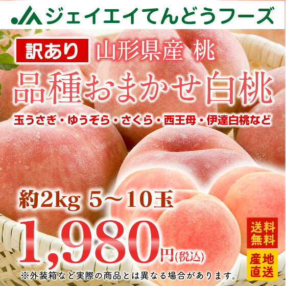 桃 訳あり桃 お買い得桃 山形桃 送料無料桃 品種おまかせ桃 白桃 約2kg