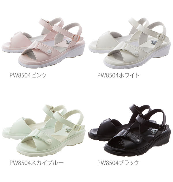 【PW8501ホワイト・M】 ナースシューズ ピュアウォーカー pure walker  通販 ナースサンダル ナース シューズ サンダル レディース スニーカー ソール 黒 白 疲れにくい 幅広 甲高 静電気 帯電防止 制菌 防臭