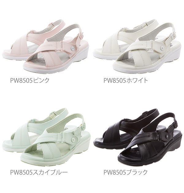 【PW8503ホワイト・LL】 ナースシューズ ピュアウォーカー pure walker  通販 ナースサンダル ナース シューズ サンダル レディース スニーカー ソール 黒 白 疲れにくい 幅広 甲高 静電気 帯電防止 制菌 防臭