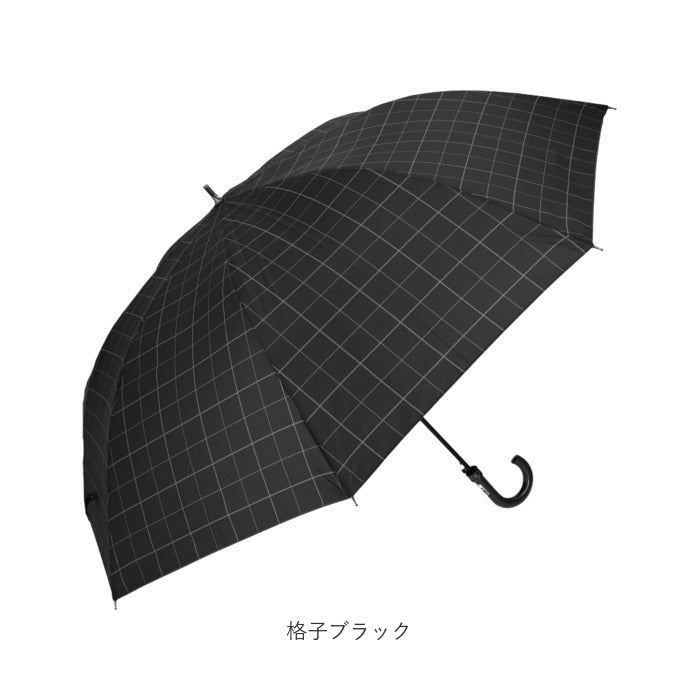 【ブラック・長傘】 傘 メンズ 70cm 耐風 通販 大きい 雨傘 長傘 風に強い 70センチ 70 撥水 はっ水 テフロン ブランド おしゃれ シンプル 無地 チェック 千鳥格子 Pinky Wolman ピンキーウォルマン PW-BL