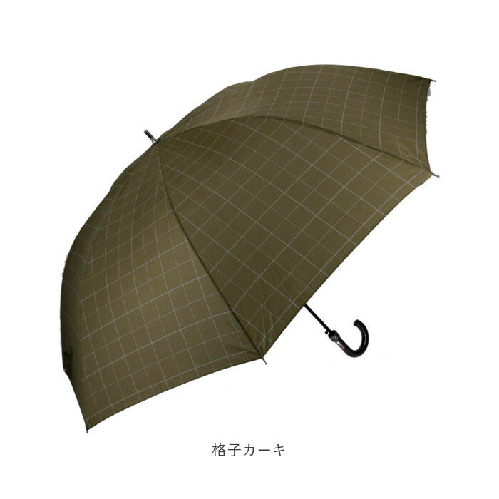 【千鳥格子ネイビー・長傘】 傘 メンズ 75cm 耐風 通販 大きい 雨傘 長傘 風に強い 75センチ 75 撥水 はっ水 テフロン ブランド おしゃれ シンプル 無地 チェック 千鳥格子 Pinky Wolman