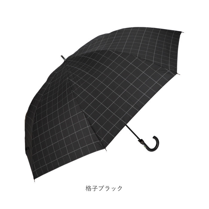 【千鳥格子ネイビー・長傘】 傘 メンズ 75cm 耐風 通販 大きい 雨傘 長傘 風に強い 75センチ 75 撥水 はっ水 テフロン ブランド おしゃれ シンプル 無地 チェック 千鳥格子 Pinky Wolman