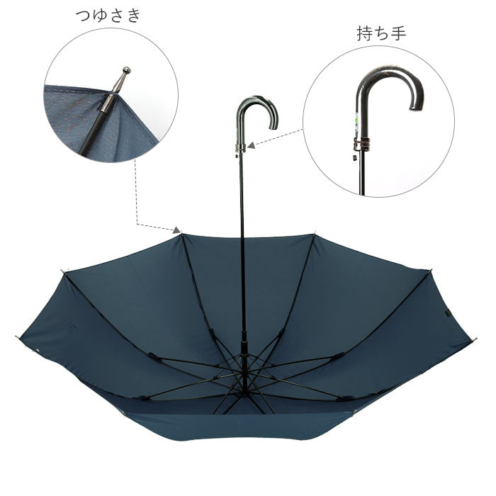 【ネイビー・長傘】 傘 メンズ 75cm 耐風 通販 大きい 雨傘 長傘 風に強い 75センチ 75 撥水 はっ水 テフロン ブランド おしゃれ シンプル 無地 チェック 千鳥格子 Pinky Wolman