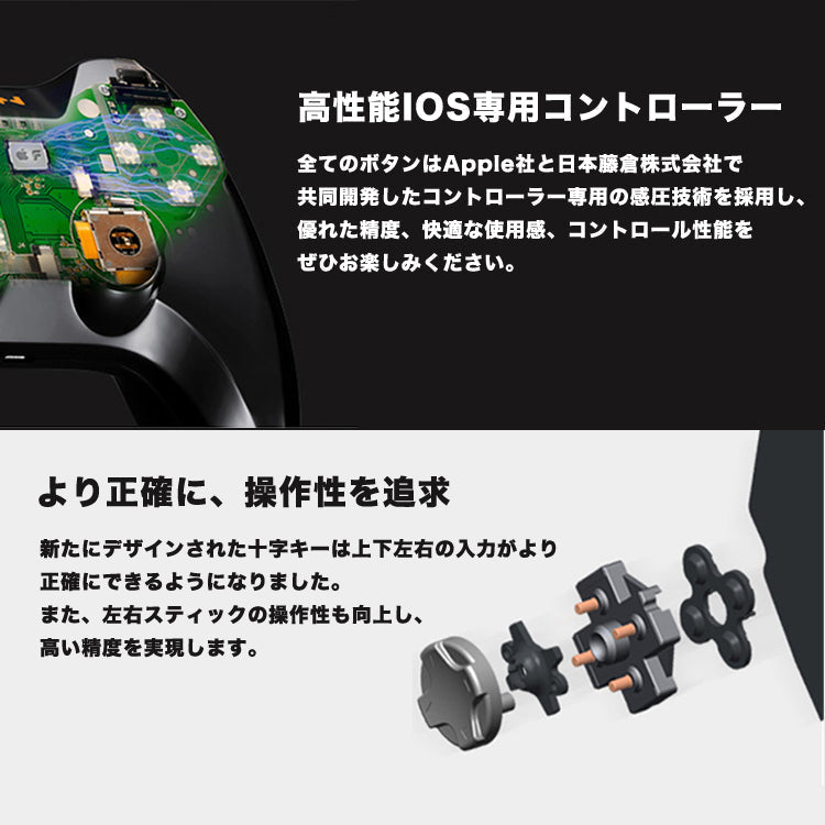 【ブラック】PXN SPEEDY 高性能IOS専用コントローラー PXN-6603 MFI認証取得済み ワイヤレスゲームコントローラー