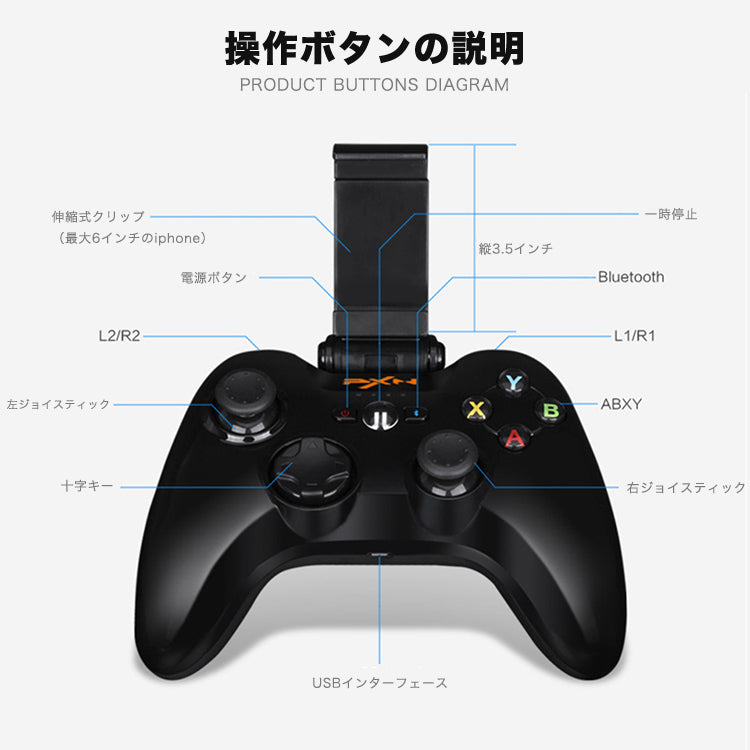 【ブラック】PXN SPEEDY 高性能IOS専用コントローラー PXN-6603 MFI認証取得済み ワイヤレスゲームコントローラー
