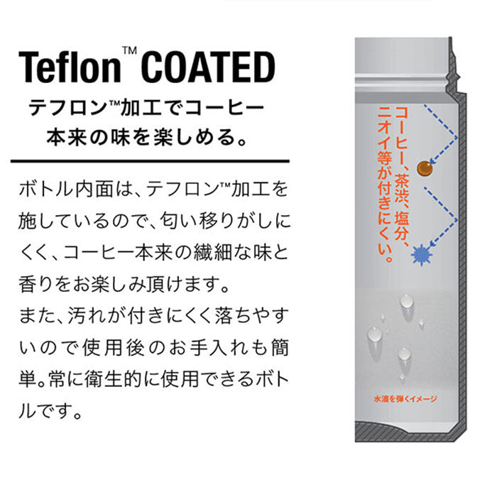 【カッパー・0】 カフア コーヒーボトル 通販 抗菌 420ml 水筒 コーヒー専用ボトル QAHWA ステンレスボトル マイボトル 保冷 保温 おしゃれ テフロン加工 マグボトル ボトル オフィス 持ち運び