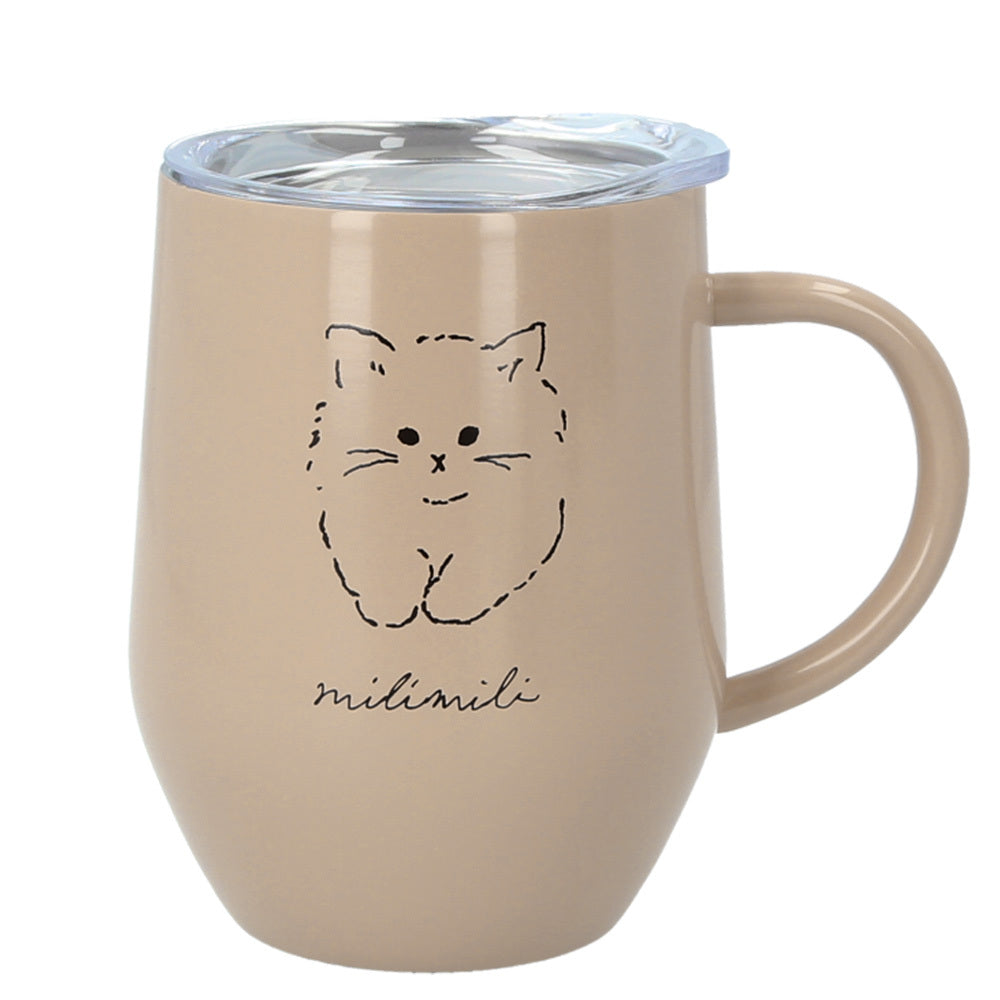 【ネコ】 マグカップ フタ付 通販 蓋付き ステンレスマグカップ 保温 保冷 コーヒーカップ 320ml 約 350ml ステンレスマグ おしゃれ ミリミリ かわいい 食器 コップ ギフト 雑貨 大人可愛い