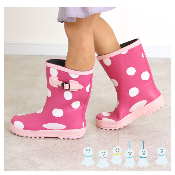 【09.B.DdotPINK・21cm】 レインブーツ キッズ 15-23cm 長靴 長ぐつ ジュニア 子供用 ブーツ 定番 雨 子供 防水 撥水 こども 防寒 ショート 女の子 男の子 雪遊び 雪 レインシューズ
