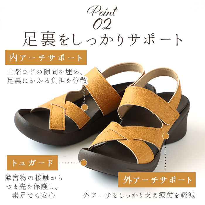 【レッドブラウン・L(24.0-24.5cm)】 サンダル レディース 履きやすい 通販 歩きやすい おしゃれ ブラック 黒 幅広 甲高 ブランド リゲッタ グミサンダル 夏 シンプル 健康サンダル 合皮 フェイクレザー