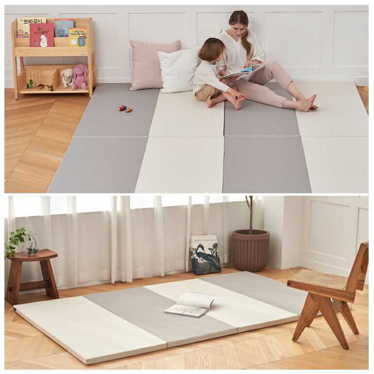 カラズマットRAALL 140×200cm グレー プレイマット 最高級 ベビー  赤ちゃん フロアマット プレミアム 防音 マット ベビーマット フロアマット キッズマット 折りたたみ 4cm 持ち運び ベビーサークル Caraz 防炎 ノンホルム ジョイントマット 床暖房対応 リバーシブル 【保証付き】
