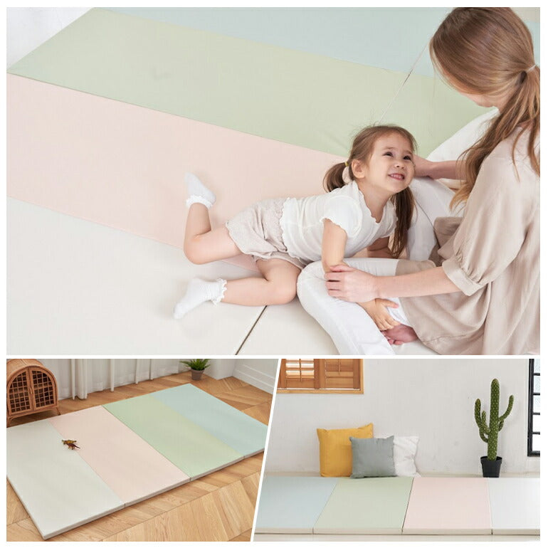 カラズマットRAALL 140×200cm パールキャンディ プレイマット 最高級 ベビー  赤ちゃん フロアマット プレミアム 防音 マット ベビーマット フロアマット キッズマット 折りたたみ 4cm 持ち運び ベビーサークル Caraz 防炎 ノンホルム ジョイントマット 床暖房対応 リバーシブル 【保証付き】